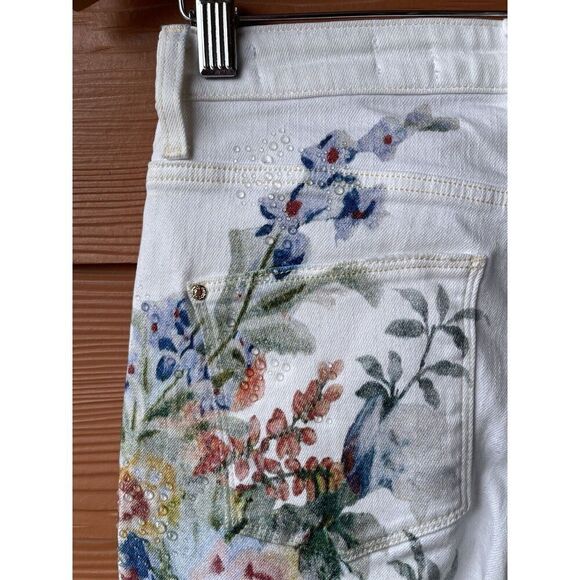 Guess Boot Mid Sexy Boot Floral Jeans Womens Sz 26 Embellishment Denim 26X32 - Picture 9 of 14